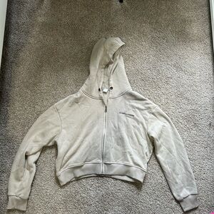 Gymreapers Cropped zip up hoodie tan Size Medium